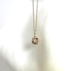 K10【四月生日石】4毫米美麗澳洲香檳色「鑽石」項鍊 第5張的照片