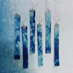 藍染絞り耳銀針防アレルギーイヤリングオリジナルデザイン 5枚目の画像