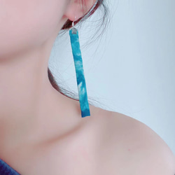 藍染絞り耳銀針防アレルギーイヤリングオリジナルデザイン 1枚目の画像