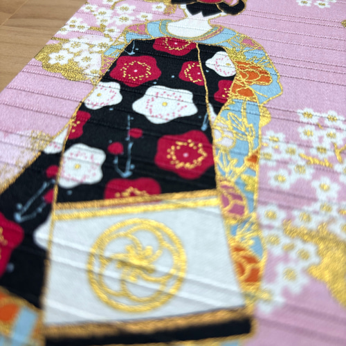 御朱印帳】 黒和紙 大判18㎝×12㎝ 蛇腹タイプ ハンドメイド 春色舞妓柄