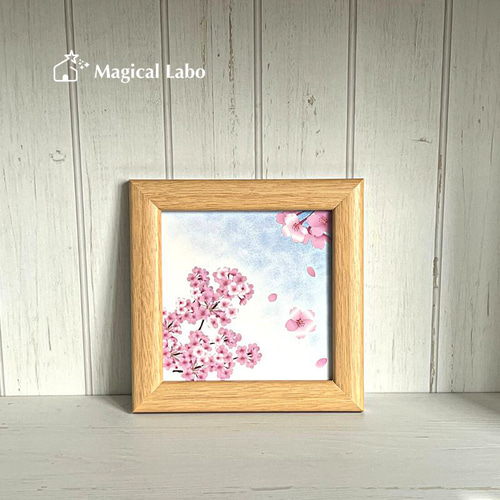 桜モチーフ陶器プレート(木製フレーム付/ナチュラル)☆春＊アート