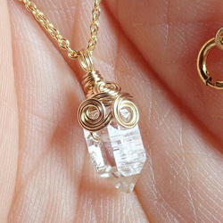 新作//k14gf*NY産宝石質ハーキマーダイヤモンドのワイヤーラッピングネックレス 10枚目の画像