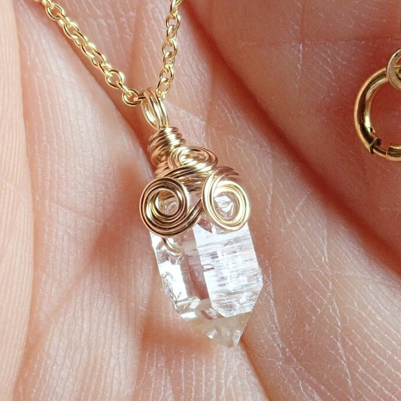 新作//k14gf*NY産宝石質ハーキマーダイヤモンドのワイヤーラッピングネックレス 10枚目の画像