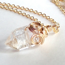 新作//k14gf*NY産宝石質ハーキマーダイヤモンドのワイヤーラッピングネックレス 5枚目の画像