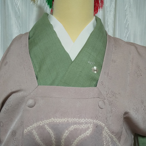 ☆可愛い刺繍の着物 ミントグリーン付け下げ お花柄の紬のお着物 新品