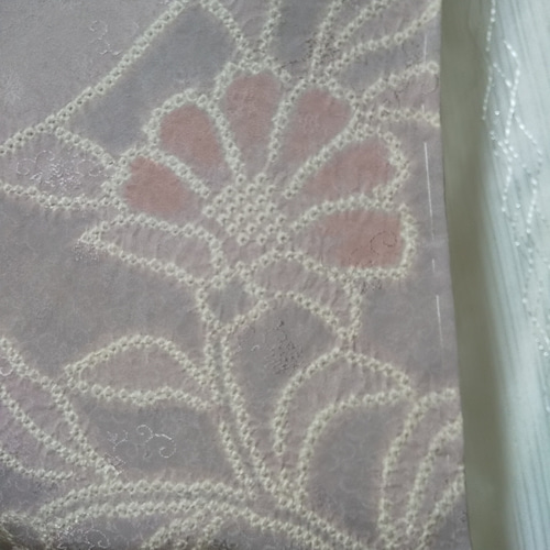 ☆可愛い刺繍の着物 ミントグリーン付け下げ お花柄の紬のお着物