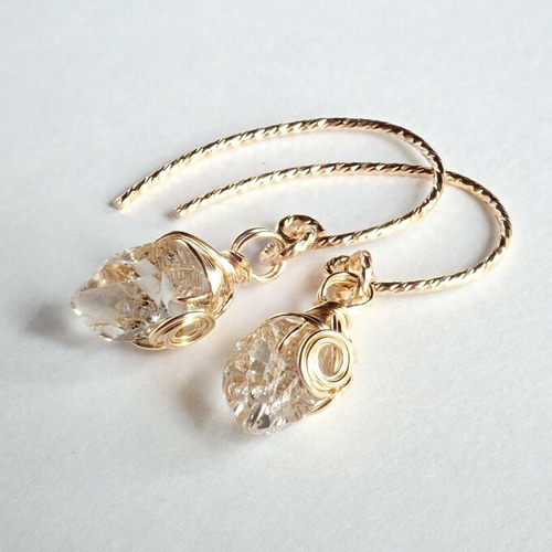 新品 14kgf パリ購入 プードル ハーキマーダイヤモンド  パール ピアス 新品 14kgf パリ購入 プードル ハーキマーダイヤモンド パール ピアス