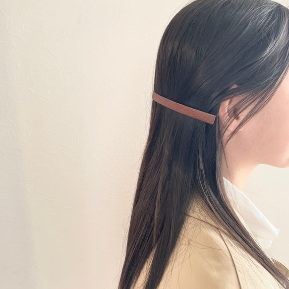 新色《long barrette》茶色・シンプルな細身のバレッタ・おしゃれなナチュラルブラウン 5枚目の画像