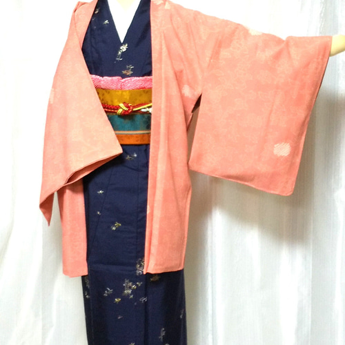 ☆本場大島紬ネイビーお着物 大島紬×刺繍のレア高級着物 新品 正絹