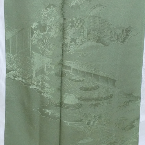 タイムセール☆着物モスグリーン着物 紋付き 色無地 正絹 新品 タイムセール☆着物モスグリーン着物 紋付き 色無地 正絹 新品