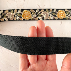 [精選] 印度刺繡絲帶智慧型手機肩帶肩帶黑色黃色玫瑰 第8張的照片