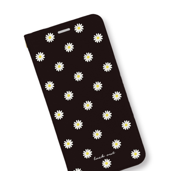 Daisy＊ブラック　手帳型ケース　名入れ　スマホケース　iPhoneケース 3枚目の画像