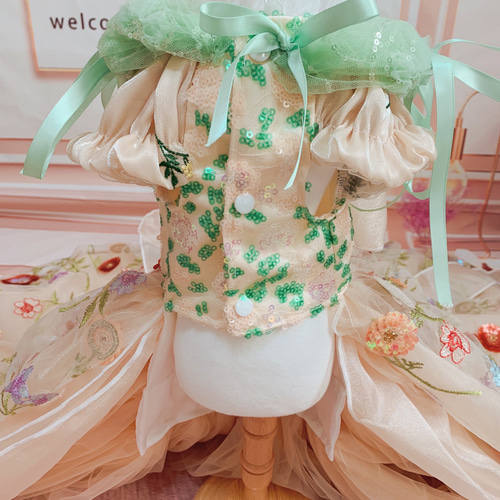 犬猫うさちゃん服 限定1セット ボタニカルフラワーのロング丈