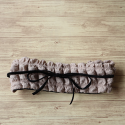 Poko Poko 髮帶由爆米花織物製成（用絲帶繫起來，灰色） 第6張的照片