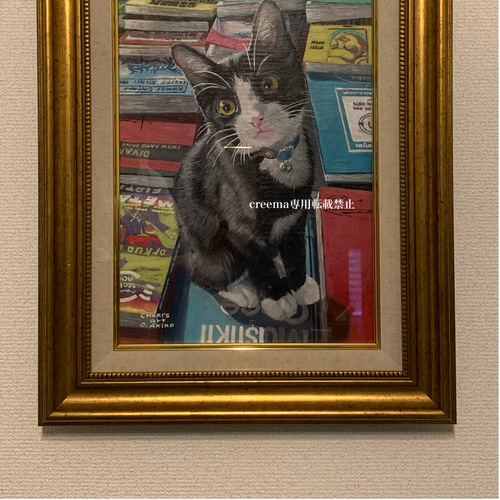 絵/絵画/猫/キャンバス/F4号/看板猫No.0/アクリル画/原画/手書き