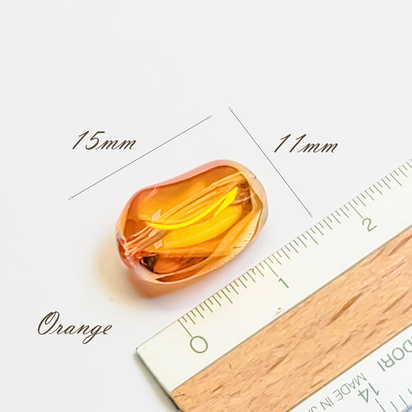 変形ガラスビーズ オレンジ 4個 ◇  穴あり 透明 ガラスビーズ ガラス ビーズ 変形 BHE15OR 4枚目の画像