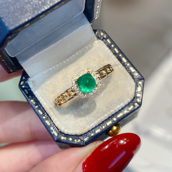 楽天市場】pt900 スクエア エメラルド ＆ ダイヤモンドリング ｜リング  