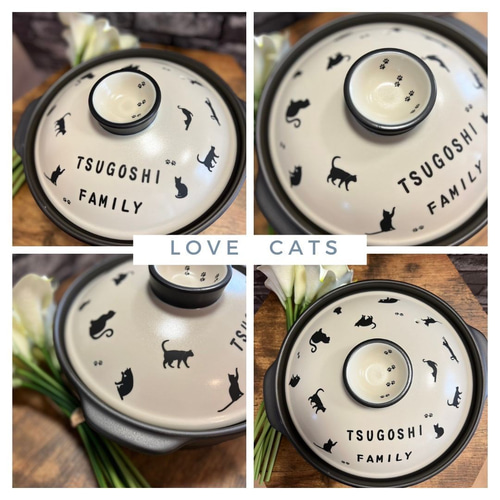 【名入れ無料】土鍋 7号キャット　猫柄　モノクロインテリア　プレゼント 北欧 楽天市場】猫グッズ プレゼント（土鍋｜鍋）：鍋・フライパン<キッチン