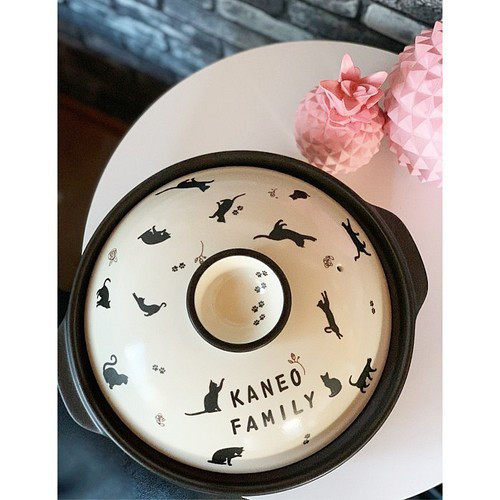 d7-22名入れオーダー 土鍋 2-3人用 7号 猫 キャット オリジナル