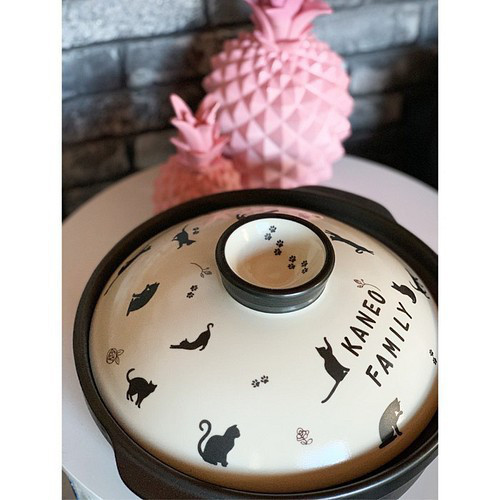 d7-22名入れオーダー 土鍋 2-3人用 7号 猫 キャット オリジナル