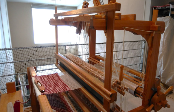 Sale　北欧柄手織りシルククッションカバー　ローシルク　オーバーショット織り 10枚目の画像