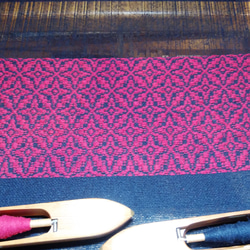 Sale　北欧柄手織りシルククッションカバー　ローシルク　オーバーショット織り 9枚目の画像