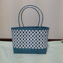 新作、プラカゴ エコバッグ 爽やか 補強バッチリ 青碧 白 黒 黒の縦