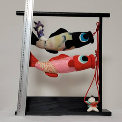 ちりめんの鯉のぼり④（黒-赤） 3枚目の画像