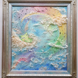 白い龍　アクリル画　原画アート　ポーリングアート 白い龍 アクリル画 原画アート ポーリングアート