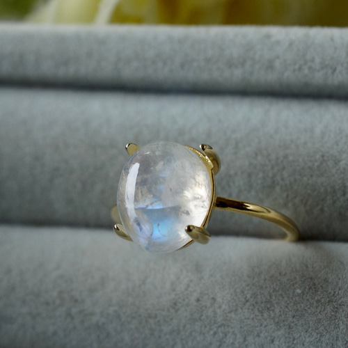 レインボームーンストーンリング　#9 受注制作】レインボームーンストーン リング フリーサイズ/9号/11号/13