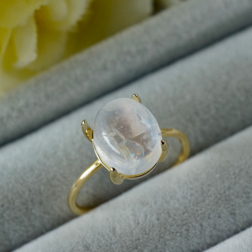 受注制作】レインボームーンストーン リング フリーサイズ/9号