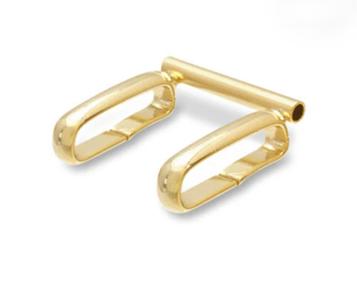 帯留めパーツ ブローチ用 パイプ型 15×12mmゴールド/シルバー 帯留め