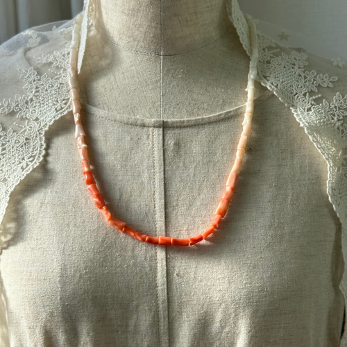 天然珊瑚ネックレスサンゴ枝グラデーションタイプホック式