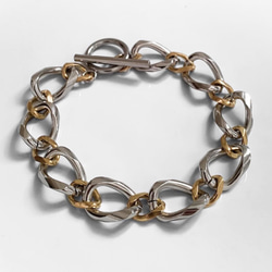 【eve】chain  bracelet 　マンテルブレスレット　コンビチェーン 11mm シルバー×ゴールド 　 3枚目の画像