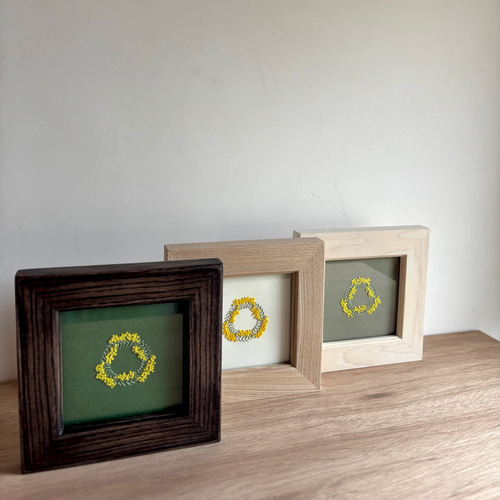 紙刺繍のアート「ミモザのリース」フレームセット / ミモザ リース