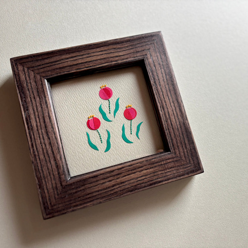 紙刺繍のアート「踊る、踊る、チューリップ」 フレームセット