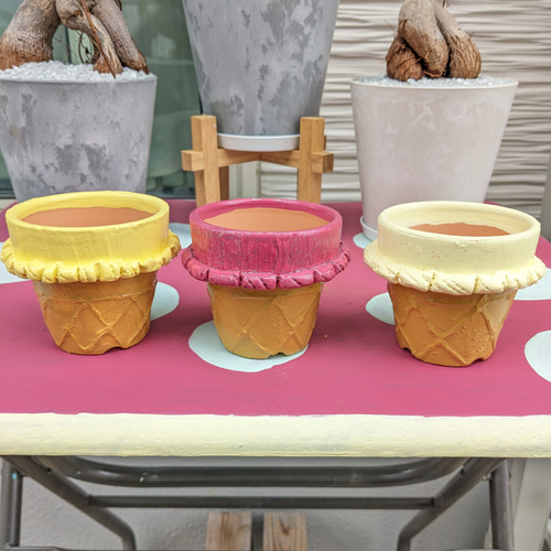 アイスクリーム風リメイク植木鉢【全7種類】 一輪挿し・花瓶・花器 た