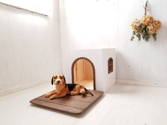 かわいい犬小屋　ドッグハウス　キャットハウス　猫小屋　猫ハウス　室内　小型犬　オーダー可　自然塗料　ナチュラル　シンプル 3枚目の画像