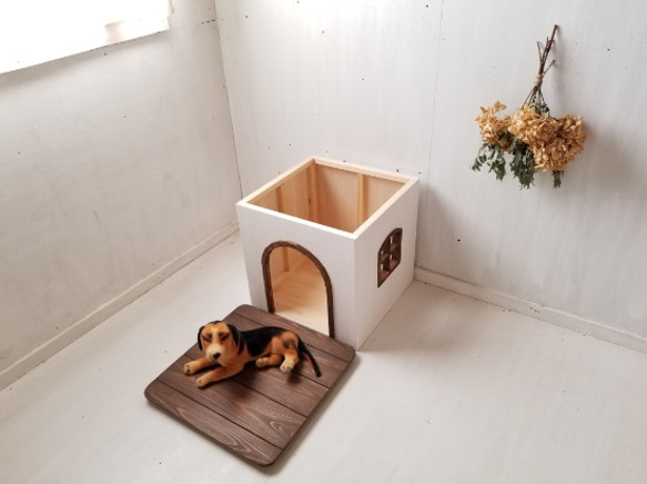 かわいい犬小屋　ドッグハウス　キャットハウス　猫小屋　猫ハウス　室内　小型犬　オーダー可　自然塗料　ナチュラル　シンプル 2枚目の画像