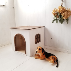 かわいい犬小屋　ドッグハウス　キャットハウス　猫小屋　猫ハウス　室内　小型犬　オーダー可　自然塗料　ナチュラル　シンプル 1枚目の画像