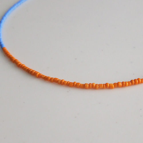 Bicolor バイカラー カラービーズネックレス オレンジ×スカイ