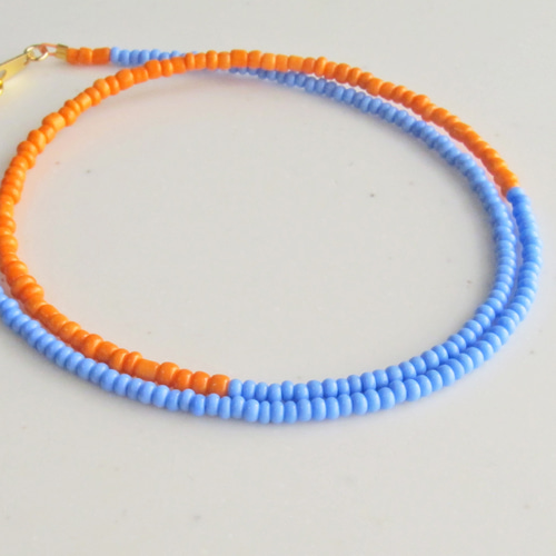 SENT オレンジアクセントのビーズネックレス カラービーズネックレス オレンジ - warm warm*ワムワム*