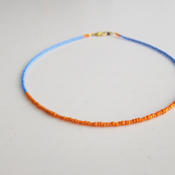 Bicolor バイカラー カラービーズネックレス オレンジ×スカイブルー
