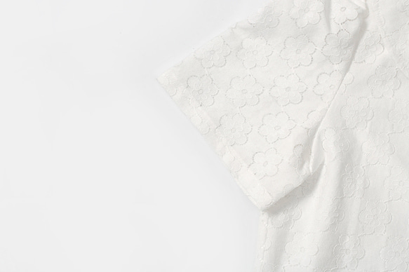 白裏地フレンチレトロ中空ジャカードシャツ人形襟花ボタン気質シャツトップ 4枚目の画像