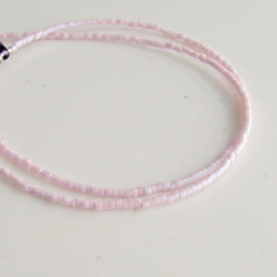 Teardrop パープル × ペールピンク 小さなしずくのビーズネックレス ピンク 2枚目の画像