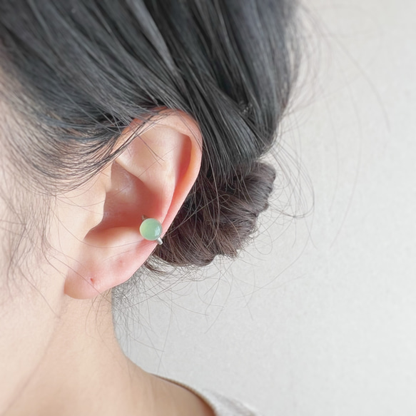 【JORIE】キャンディグリーンカルセドニー　Ear cuff 3枚目の画像