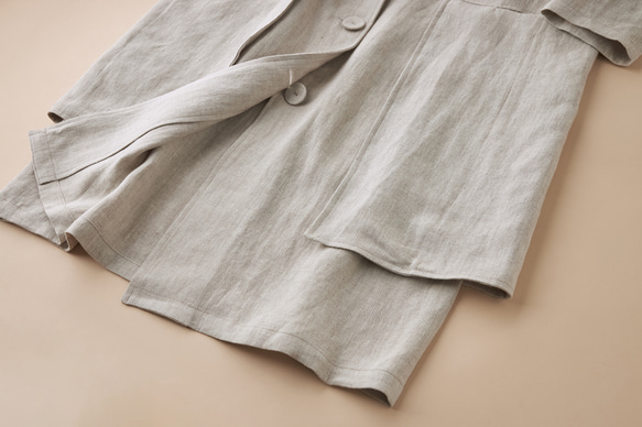 春新作☆リネン100%☆ロングスプリングコート☆生成り C-28W 5枚目の画像