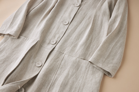 春新作☆リネン100%☆ロングスプリングコート☆生成り C-28W 4枚目の画像