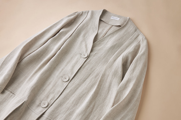 春新作☆リネン100%☆ロングスプリングコート☆生成り C-28W 3枚目の画像
