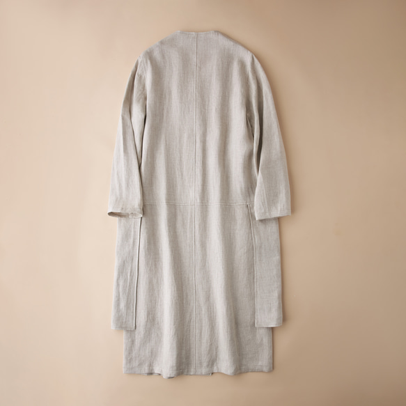 春新作☆リネン100%☆ロングスプリングコート☆生成り C-28W 2枚目の画像